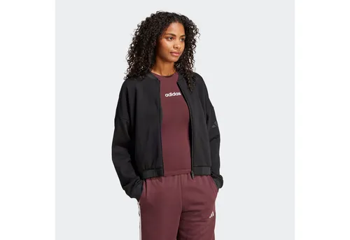 adidas Damen Essentials Contemporary Logo Bomber Jacket - Schwarz, XXL - Funktionsjacke mit lockerem Schnitt und durchgehendem Reißverschluss, hergestellt aus mindestens 70 % recycelten Materialien für umweltbewusste Mode.