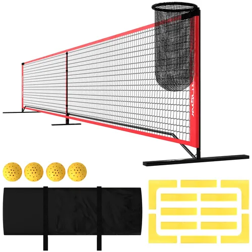 SPORTNOW Pickleball-Netz tragbares Set - Badmintonnetze & -garnituren, komplettes Set für sofortige Einrichtung und Stabilität mit pulverbeschichtetem Stahlrahmen und Tragetasche für einfache Mobilität.