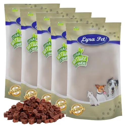 Lyra Pet® Rindfleischwürfel 5 kg - Hundefutter: Fettarme, leicht verdauliche Rindfleischwürfel für langanhaltenden Kaugenuss – ideal als Snack oder Trainingbelohnung, 100% Naturprodukt, ohne chemische Zusatzstoffe!