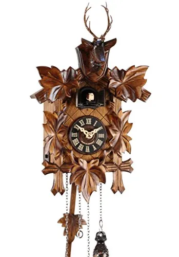 Eble Kuckucksuhr Kuckuckuhr Echtholz NEU batteriebetriebenes Quartzwerk Kuckuckruf Hirschkopf 33cm- 22292