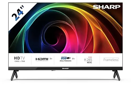 Sharp 24HA1205E – TV 24 Zoll (61 cm) (Auflösung 1368 x 768, 3 x HDMI, 2 x USB) schwarz