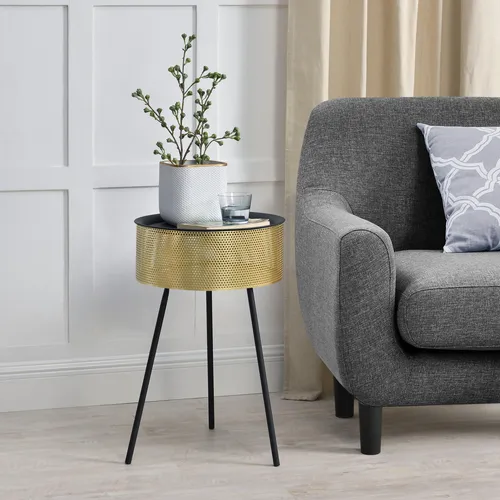 [en.casa] Beistelltisch Gällivare – 65 x 40 cm, Metall Gold