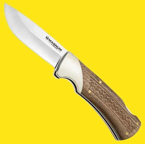 Böker Magnum Woodcraft Taschenmesser 440 Stahl - Taschenmesser aus robustem 440 Stahl mit elegantem Holzgriff, ideal für Jagd und Outdoor-Aktivitäten.