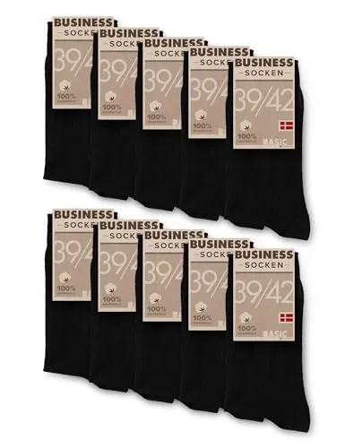 Produktbild Basic Treasure 10 Paar 100% Baumwolle Socken Herren, Premium Baumwollesocken Herren Schwarz, Reine Baumwollsocken für Business und Alltag (DE/NL/SE/PL, Numerisch, 47, 49, Regular, Regular, Schwarz)