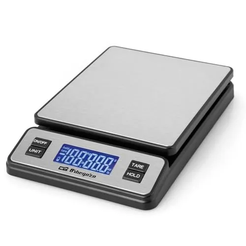 Orbegozo PC 3100 - Digitale Küchenwaage, hohe Kapazität bis zu 40 kg, Edelstahloberfläche, Anstieg von 2 g, LCD-Display