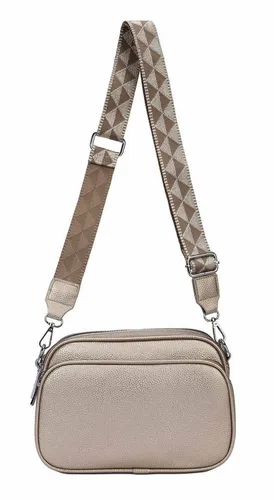 ITALYSHOP24 Schultertasche Damen Umhängetasche Brusttasche Cross Over Body Bag Handy Clutch (Spar-Set Clutch-Tasche mit einem breitem Muster Stoffgurt/Umhängeband, Leder Optik), viele Fächer, Freizeit Damentasche Reise Leder Optik Kosmetiktasche