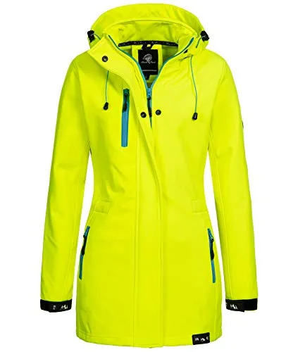 Rock Creek Damen Softshell Jacke D-423 - Wasserabweisender Outdoor-Mantel - Outdoor-Softshelljacken für Damen, wasserabweisend mit abnehmbarer Kapuze und fünf praktischen Taschen für optimalen Stauraum.