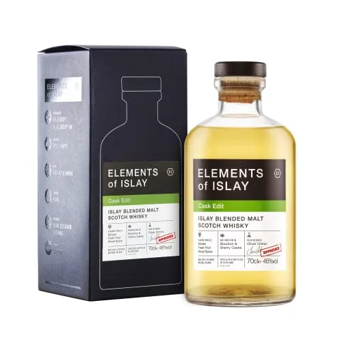 Elements of Islay Cask Edit - Islay Blended Malt Scotch Whisky - Exklusiver Islay Whisky, nicht kältefiltriert, mit 46,0 % Alkoholgehalt. Erleben Sie maritime Rauchnoten kombiniert mit milden Kaffee- und Schokoladennuancen.