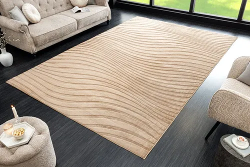 riess-ambiente Designteppich WAVE 230x160cm beiget · Kurzflor-Teppich mit Hoch-Tief-Effekt, rechteckig, Höhe: 10 mm, Wohnzimmer · Indoor · 3D-Effekt · Modern · Schlafzimmer