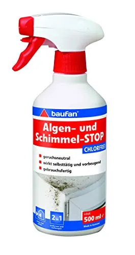 Baufan Algen- und Schimmel-STOP - 500ml, chlorfrei I Schimmelentferner entfernt Schimmel, Algen & Grünbeläge I Geruchsneutrales Anti Schimmel Spray