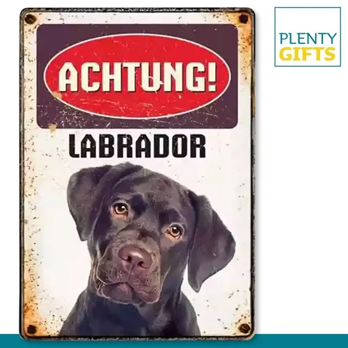 Plenty Gifts Blechschild Achtung! Labrador Retro Deko Hund Vintage 210x148