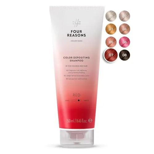 Four Reasons Color Mask Shampoo Red 250ml - Shampoo für gefärbtes Haar, revitalisiert die Haarfarbe und sorgt für lebendige Rottöne, ideal für strahlenden Glanz.