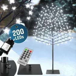 MONZANA® Kirschbaum Beleuchtet 180 cm 200 LED Kaltweiß Außen Innen Timer Künstlich Weihnachten Weihnachtsdeko Kirschblütenbaum Leuchtbaum Lich...