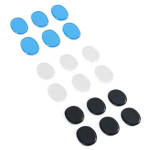 keepdrum Schlagzeug Damper Pads Set - 18 wiederverwendbare Gel-Dämpfer in 3 Farben - Schlagzeug-Zubehör mit 18 Gel-Dämpfer-Pads (6 pro Farbe: Blau, Schwarz, Transparent) zur effektiven Klangoptimierung, selbstklebend und waschbar für Studio- und Liveeinsatz.