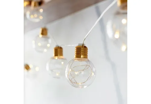 Produktbild Lights4fun LED-Lichterkette 10er Micro Lichterkette Glühbirnen batteriebetrieben kupferfarben