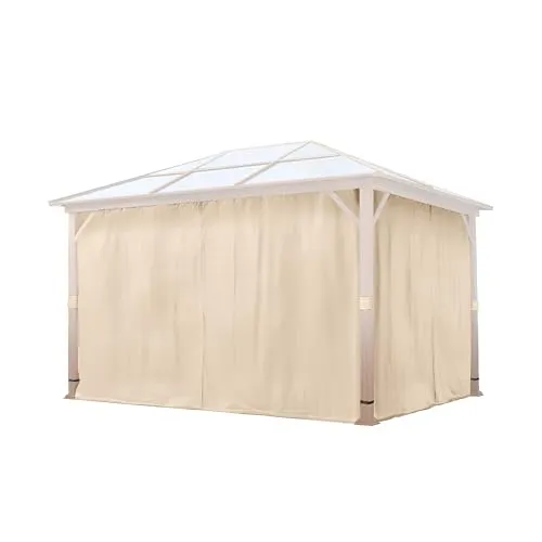 TOOLPORT 4 Seitenteile für Gartenpavillon Forest Deluxe 3x4 m - Polyester ca. 180 g/m² - mit Reißverschluss - Champagner