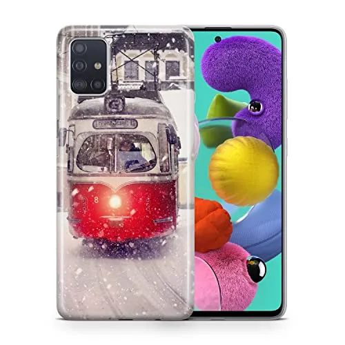 König Design Handyhülle kompatibel mit Samsung Galaxy A52 4G / 5G Silikon Case Hülle Sturzsichere Back-Cover Handyhülle Straßenbahn