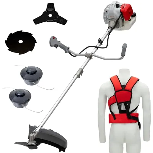 IKRA Benzin Freischneider IBF 4342 - Leistungsstarker Rasentrimmer - Rasentrimmer & Motorsensen mit 2-Takt-Benzinmotor, 42,7 cm³ Hubraum und einem umfangreichen Zubehörset für effizientes Schneiden von Gras und Gestrüpp.