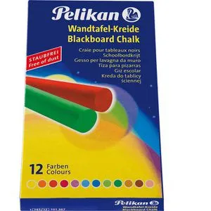 Pelikan Kreide 745/12, 12 Stück, Tafelkreide, rund, bunt