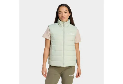 adidas Terrex Multi Essentials CLIMAWARM Weste für Damen, halo green, L - Stilvolle Weste mit regulärer Passform und Reißverschluss, aus 100 % recyceltem Polyester für Komfort und Wärme in der Freizeit.