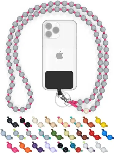 Produktbild DROPLETSY Holzperlen Handykette universal, handgefertigt, Schlüsselband, Kette, Necklace zum Umhängen