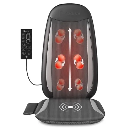 COMFIER Massagesitzauflage,Shiatsu Massagegerät für Nacken und Schulter,Rückenmassaggerät mit Wärmefunktion,Entspannung für den gesamten Rücken, eignet Sich fürs Büro,Geschenke