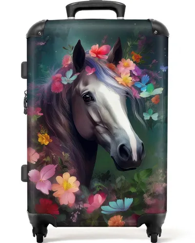 NoBoringSuitcases.com© Kinderkoffer Pferd - 67 cm - Koffer für Kinder mit fröhlichem Pferdemotiv, 72 L Stauraum, leicht mit nur 3,35 kg, ideal für Reisen und als Bordgepäck geeignet.