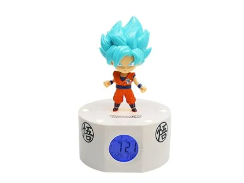 Teknofun - Dragon Ball: Goku - Wecker - Merchandise für Dragon Ball Fans, elektronischer Wecker mit stylischem Goku-Design in Schwarz, Blau und Rot, perfekt für das Schlafzimmer oder den Schreibtisch.