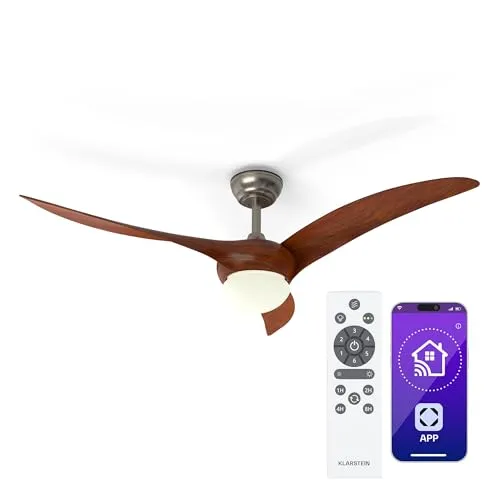 blumfeldt Monteverde Deckenventilator mit Licht und Fernbedienung - Ventilatoren mit 132 cm Durchmesser, 6 Geschwindigkeitsstufen und dimmbarem LED-Licht – ideal für ganzjährige Luftzirkulation und individuelle Lichtgestaltung.