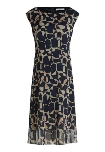 Betty&Co Maxikleid in Midi-Länge - Elegantes tailliertes Maxikleid mit grafischem Muster und Rundhalsausschnitt. Ideal für besondere Anlässe oder den Alltag, sorgt für einen stilvollen Auftritt.