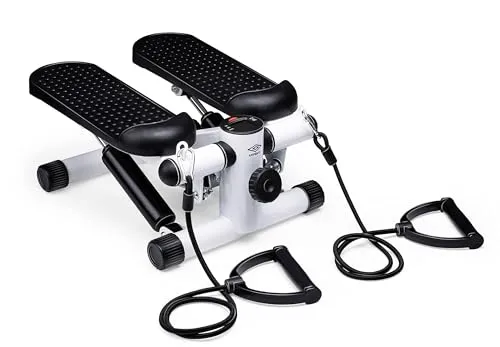 Umbro Stepper - Arm und Beintrainer - Mini Stepper - Fitnessgeräte für Zuhause - Inkl. Computer und Widerstandsbänder - Max. 100 KG - Pedale 10 x 32 cm - Schwarz/Weiß