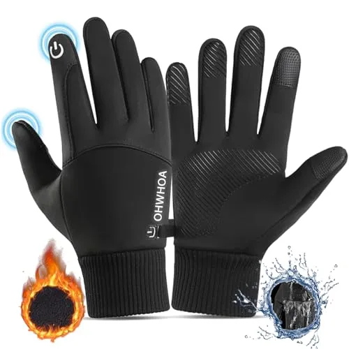 OHWHOA Handschuhe Winterhandschuhe Motorrad Fahrrad Handschuhe wasserdichte rutschfeste Winddichte Touchscreen Handschuhe Herren Damen Winter Laufen Snowboard Klettern Wandern