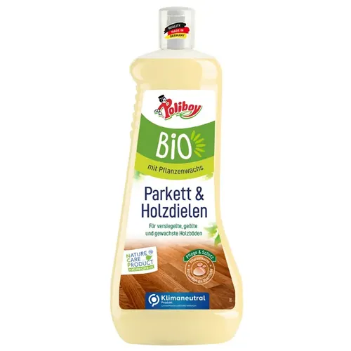 Poliboy Bio Parkett Holzdielen Pflege 1 L - Holzpflege für lackierte, lasierte & versiegelte Böden, reinigt hygienisch und pflegt mit natürlichem Pflanzenwachs.