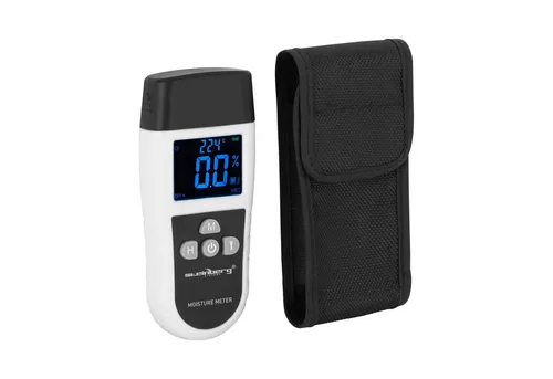 Steinberg Systems Feuchtigkeitsmesser SBS-MT-100 - Feuchtigkeitsmessgerät mit 5-70 % Messbereich, präzise Ergebnisse auch im Dunkeln dank LED-Display und eingebauter Taschenlampe - ideal für Handwerker und Privatpersonen.