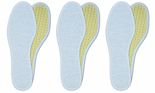 LENZEN Barfußsohlen aus Frottee (3 Paar) - Einlegesohlen Barfußschuhe Damen & Herren - Waschbare Schuheinlagen für Schweißfüße - Atmungsaktiv & Zuschneidbar - Barfusssohlen für den Sommer weich