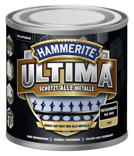 HAMMERITE Metallschutz-Lack ULTIMA Tiefschwarz Matt 250ml - 5379743