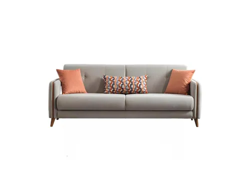 Schlafsofa Grau 3-Sitzer mit Bettfunktion - Vielseitiges Schlafsofa in Grau für das Wohnzimmer. Mit Bettfunktion und modernen Kissen bietet es Komfort und Stil. Optimal für Gäste und kleine Räume.