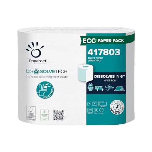 Papernet Toilettenpapier mit Dissolve Tech Technologie, 417803, 1-lagig, 4 Rollen | Packung (4 Rollen)