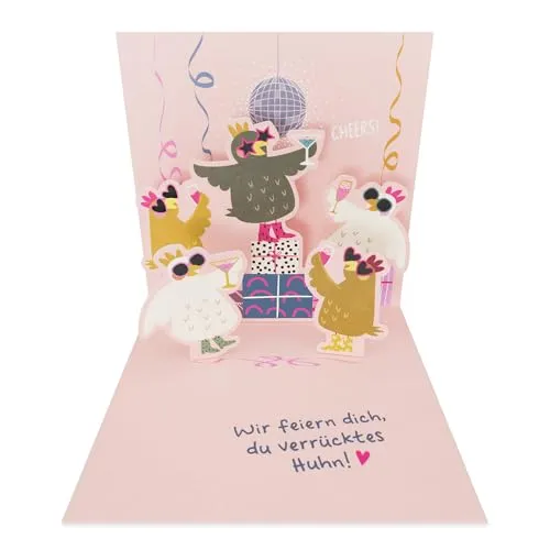 Grafik Werkstatt |Pretty Pop-Up Mini-Karte | dreidimensional | Geburtstag | verrücktes Huhn