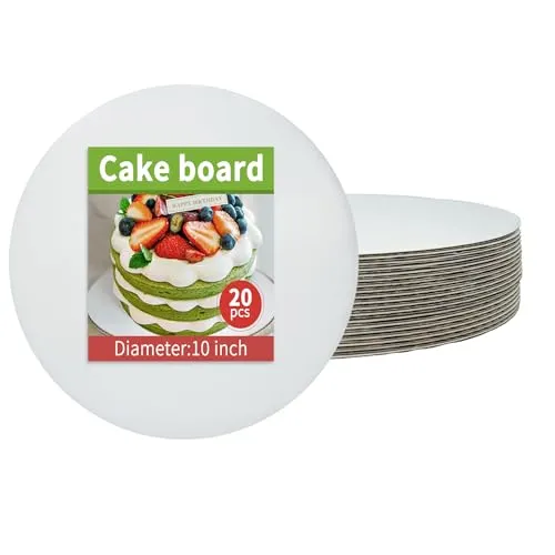 Oiamker Cake Board 20 Stück, 25cm/10inch Tortenunterlage Rund, 2.5 mm Dick Wiederverwendbar Tortenplatte für 6-9 inch Kuchen, Dessert (weiß)