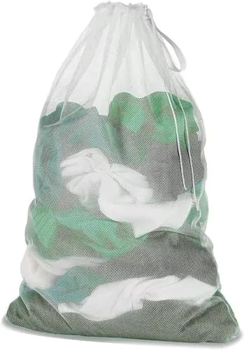 Meowoo Waschbeutel Wäschesack Groß für Waschmaschine Wäschenetz für BH,Dessous, Socken, Strumpfhosen, Strümpfe und Baby Kleidung 60 x 90 cm(1 pc-Weiß)