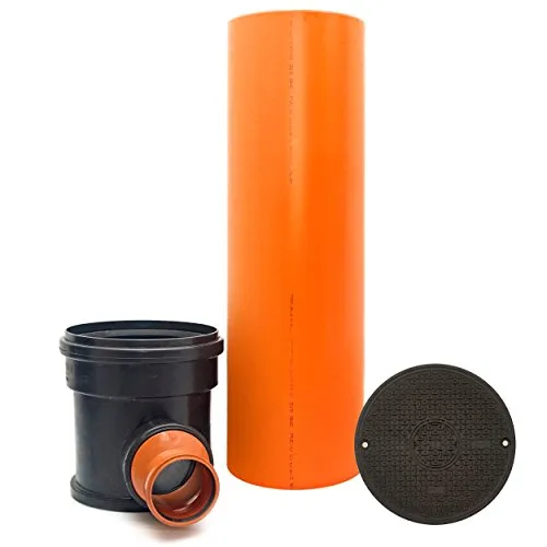 KG Kontrollschacht DN315 - Komplett SET mit Deckel und Rohr - Baudrainagen: Robuster KG Kontrollschacht DN315 mit 2 Anschlüssen, belastbar bis 7,5 Tonnen, ideal für sichere Abwasserentsorgung.