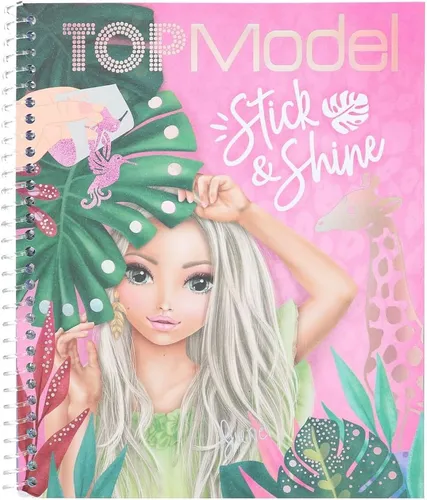 TOPModel Malbuch Stick Shine - 24-seitiges Malbuch mit Tattoo-Stickern und Glitzer-Folien, kreativer Mal- und Sticker-Spaß für Kinder