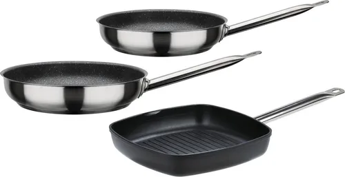 GSW Pfannen-Set Le Chef PROFI - 3-teiliges Aluminiumguss Pfannen-Set mit robuster Teflon®-Beschichtung für optimale Antihaft-Eigenschaften. Ideal für Induktion und spülmaschinengeeignet.