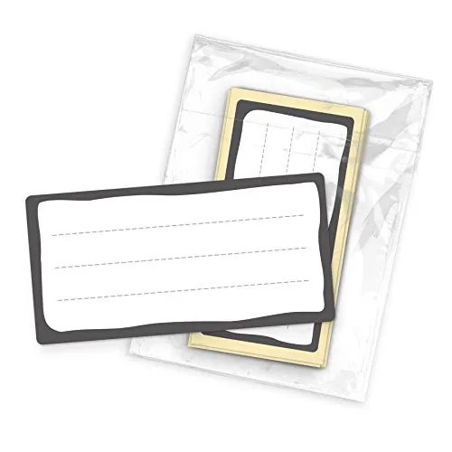 itenga 10x Buchetiketten I Schulheft Etiketten I Namensschild beschreibbar selbstklebend Aufkleber aus Haftpapier Grau Weiß 9x4,5cm
