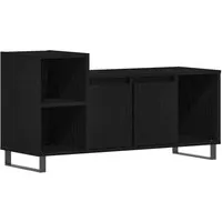 vidaXL TV-Schrank aus schwarzer Eiche 100 x 35 x 55 cm - Moderne TV-Halterung aus robustem Holzwerkstoff, ideal für Ordnung und elegantes Design in deinem Wohnzimmer. Mit praktischen Brett-Regalen und einfachen Türscharniere für mühelosen Zugriff.