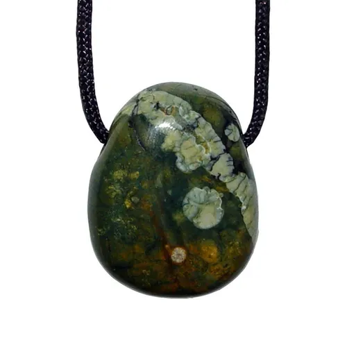 Rhyolith Trommelstein Tropfen gebohrt(2,5 mm) Glückstein Anhänger Edelstein