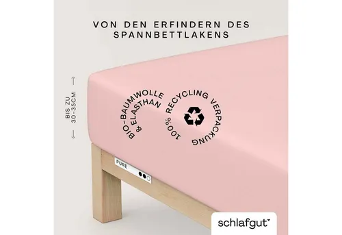 Schlafgut Spannbetttuch Pure, Hellrosa, 180-200x200-220 cm - Bettlaken aus hautsympathischem Jersey, feuchtigkeitsregulierend und bügelfrei. Ideal für allergikerfreundliche Hygiene und ganzjährigen Einsatz. Perfekter Sitz dank Rundumgummi – für erholsame Nächte!