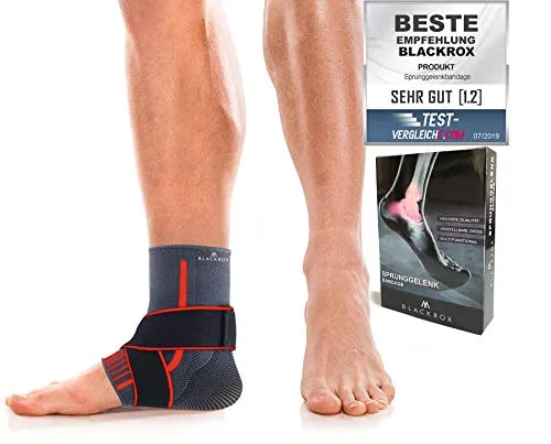 BLACKROX Sprunggelenkbandage – Flexibel & Atmungsaktiv, Ideal für Sportler (Rot, S)