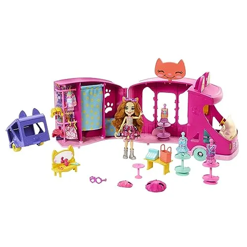 ENCHANTIMALS Glam Party: Modewagen-Spielset mit Puppe und Zubehör